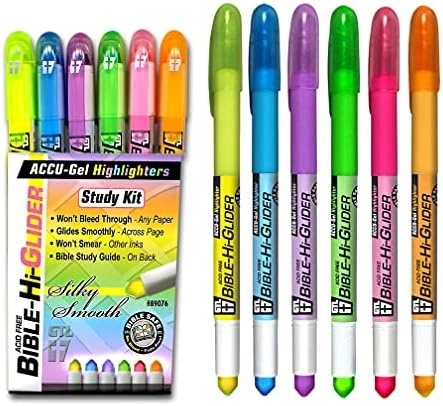 G.T. Luscombe Company, Inc. Accu-Gel Bible Highlighter - yellow blue green pink violet orange Twist-up gel stick