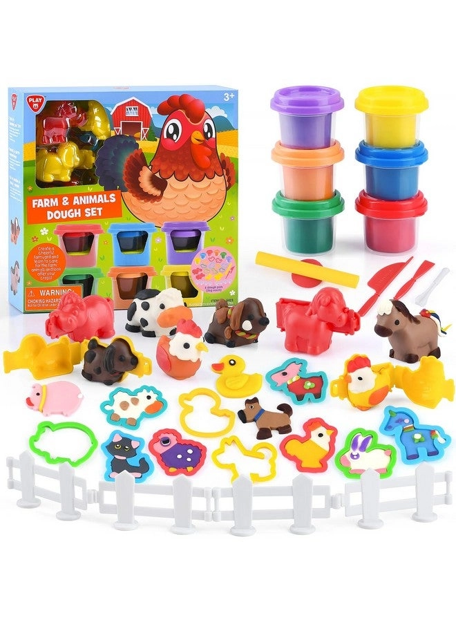 Farm Animals Play Dough Set - 4+ years 6 cans