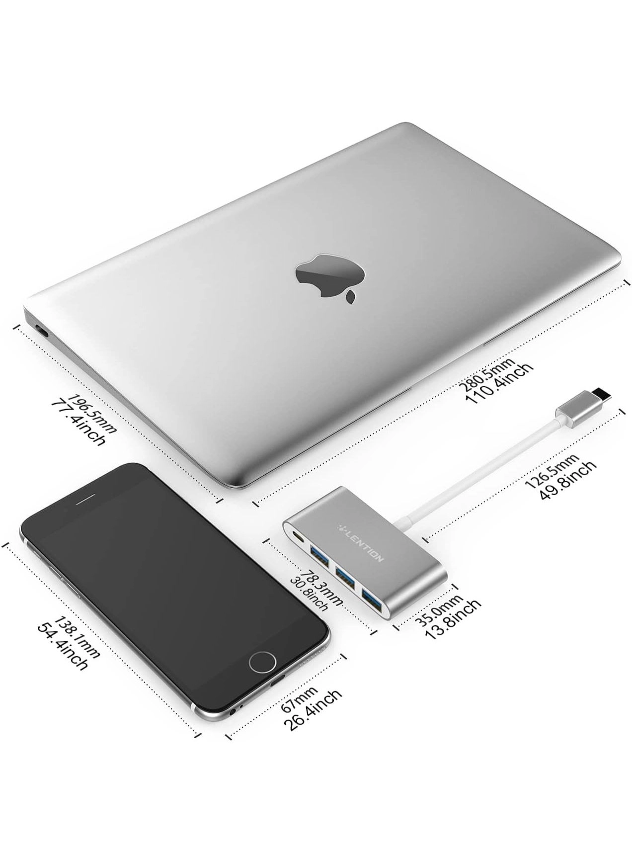 4-in-1 USB-C Hub - 3 USB 3.0 Type-C Power Delivery Space Gray
