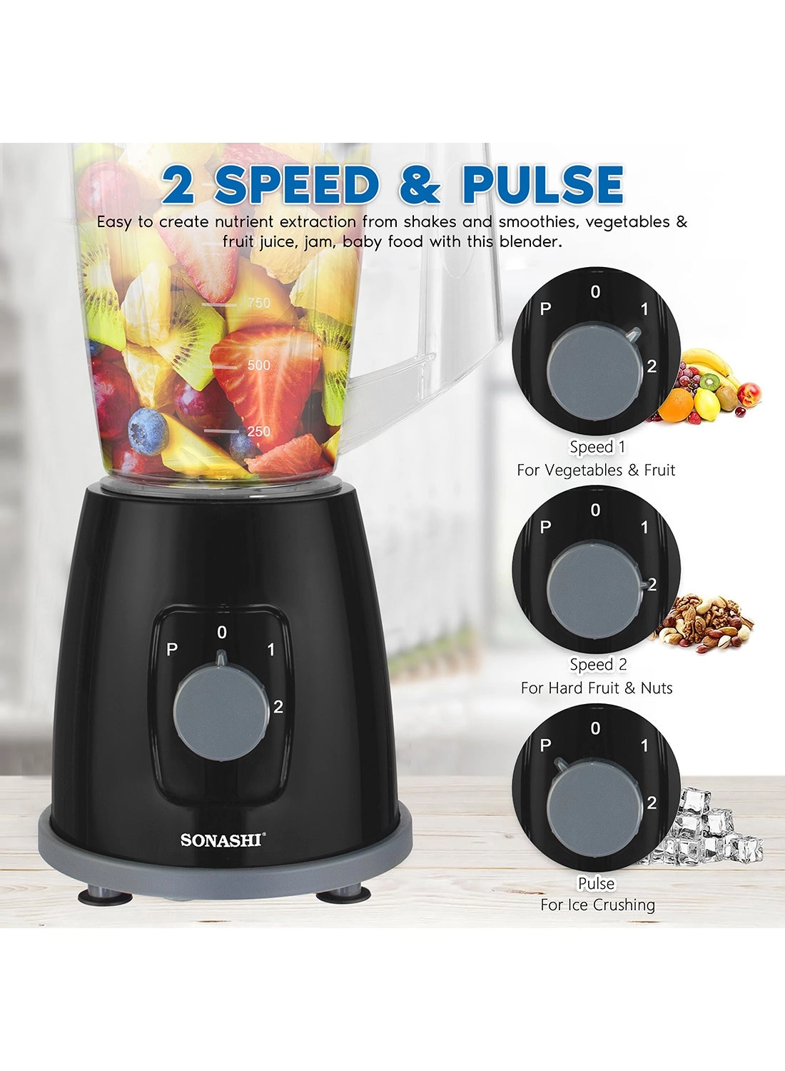 SB-162 - 2-in-1, 2 Speed Settings with Pulse, Unbreakable Jars