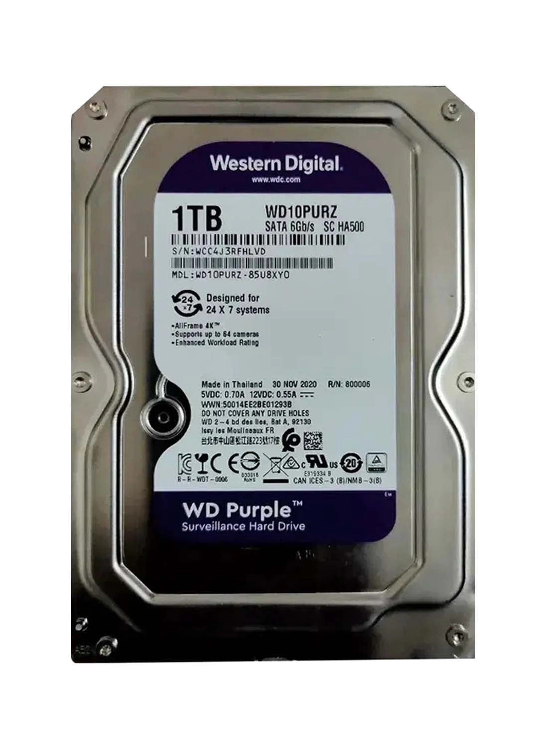 Purple Surveillance 3.5" 5400rpm 64MB SATA 6Gb/s (WD10PURZ) - 1 TB