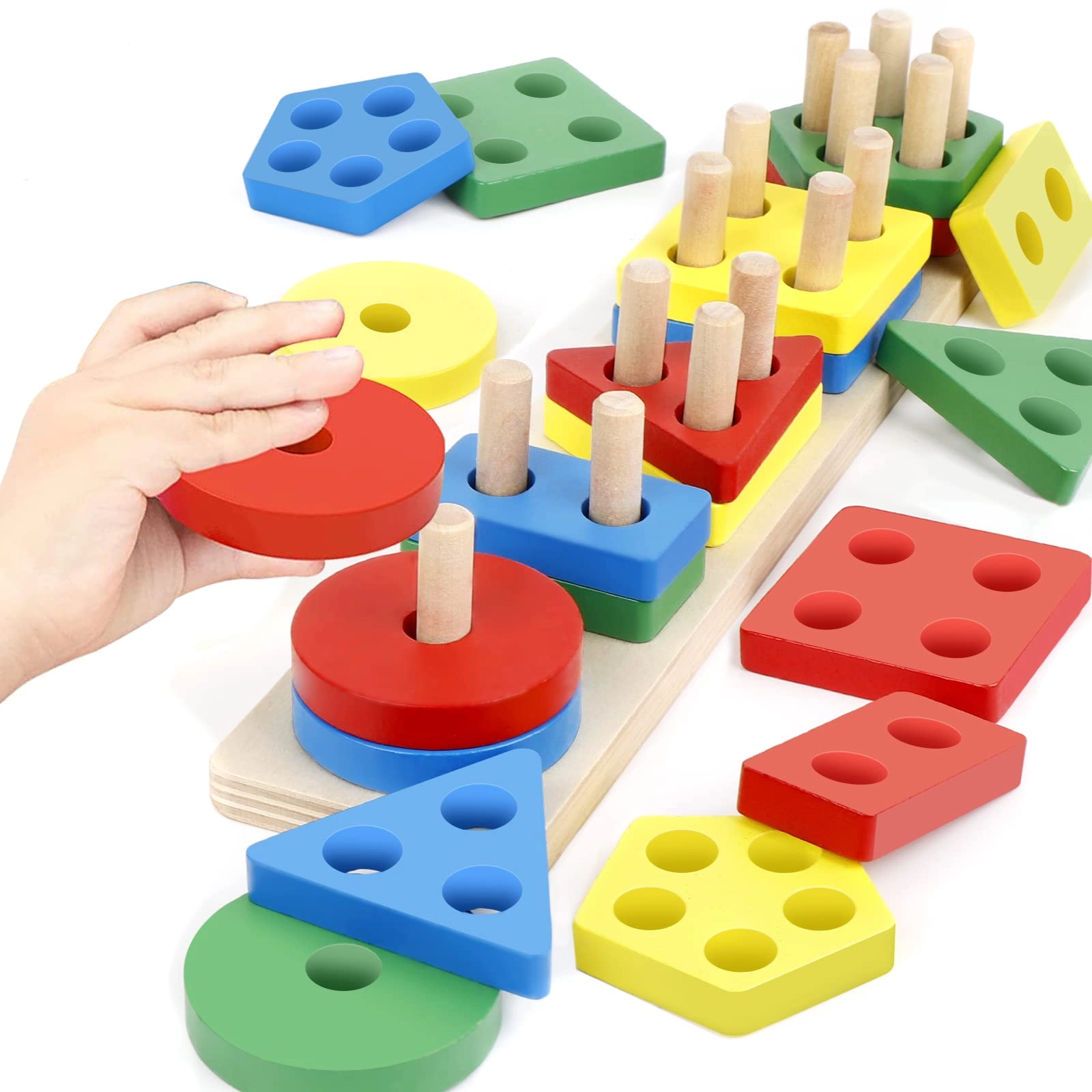 DASIGJID Montessori Sorting & Stacking Toys - 36 months - 12 years 20 pieces