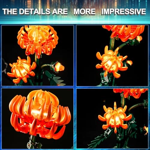 LED Light Kit for Lego 10368 Icons Chrysanthemum Flower Décor Set - Compatible with Lego 10368 USB or Battery Powered