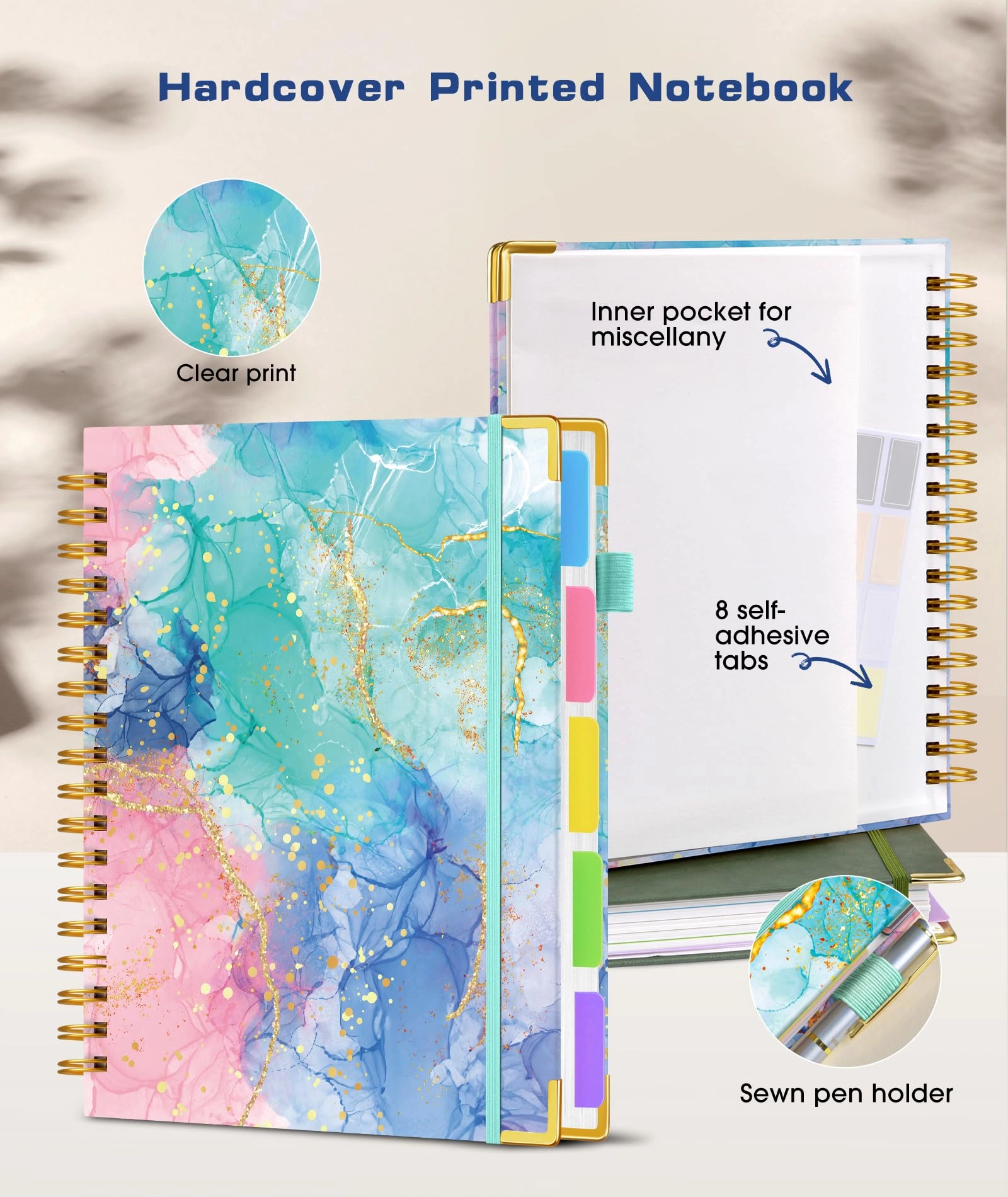 Spiral Notebook Large Hardcover - Lined 150 Sheets