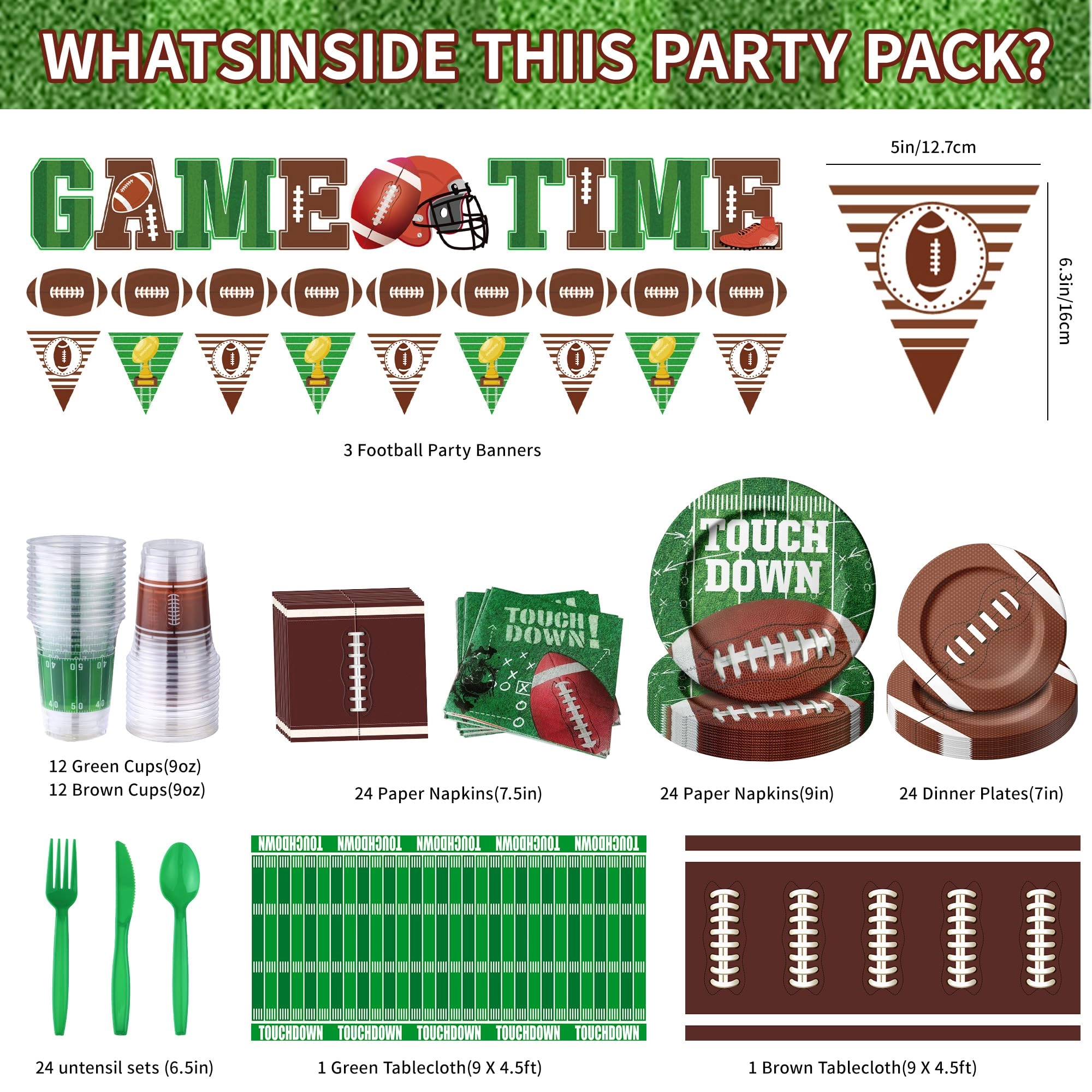 Football Party Supplies Kit - 173PCS Party
