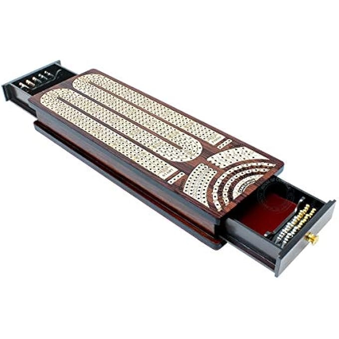 Continuous Cribbage Board - 4 Track Inlaid in Wenge Wood/Maple