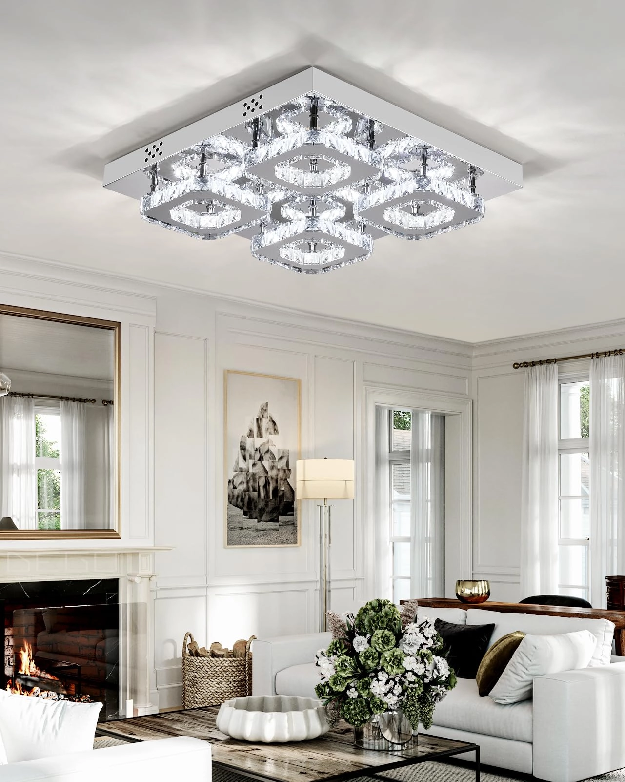 Crystal Ceiling Light - 3000k-6000k Dimmable