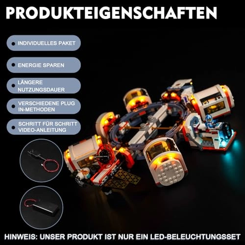 LED Light Set Compatible with 60433 Modular Space Station - Standard Version 10 LEDs USB Battery