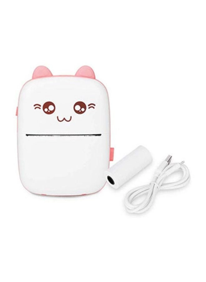 Mini Portable Thermal Printer - 1 Roll Paper Pink/White