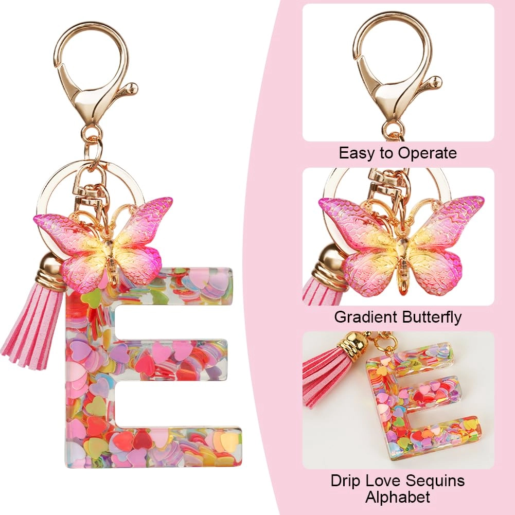 Initial Letter Keychain - Butterfly