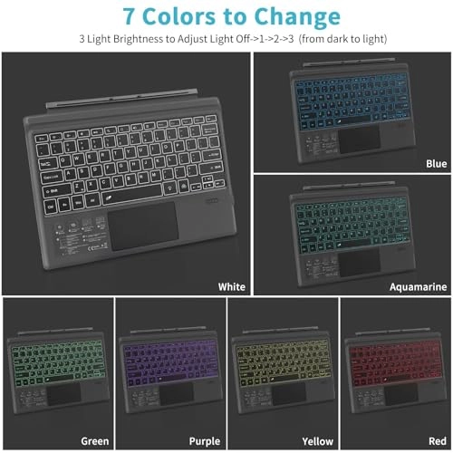 Backlit Type Cover Portable Bluetooth Wireless Keyboard Touchpad