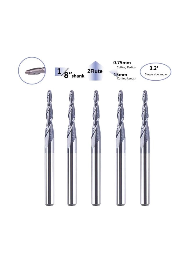 Tapered Ball Nose End Mill - 1.0MM 5PCS 4MM