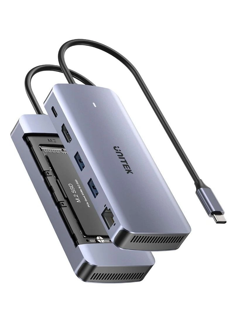 UNITEK 6-in-1 USB-C Hub - Built-in M.2 SSD Enclosure 4K HDMI