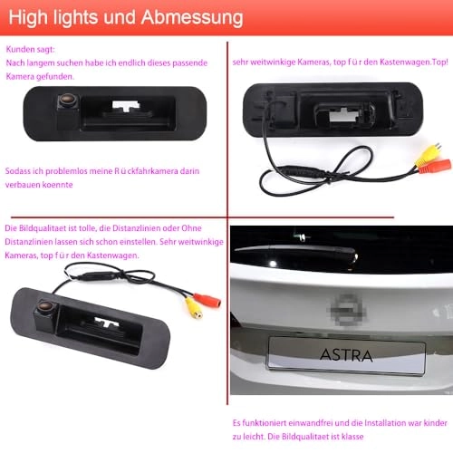 Car Boot Handle Reversing Camera - Night vision Wired 1280P