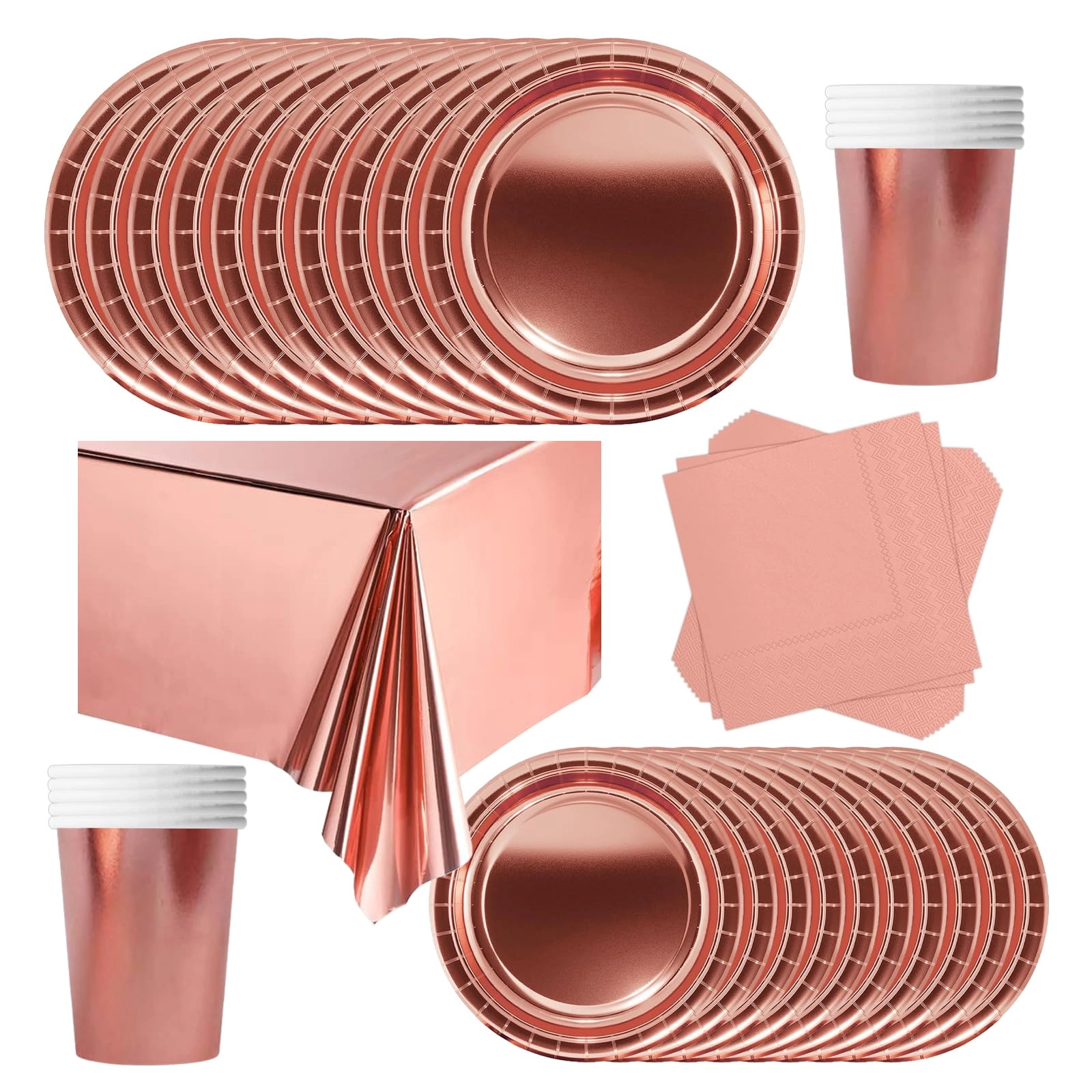 POPOYU Paper Tableware Set - 69Pcs Anniversary Birthday Christmas Wedding