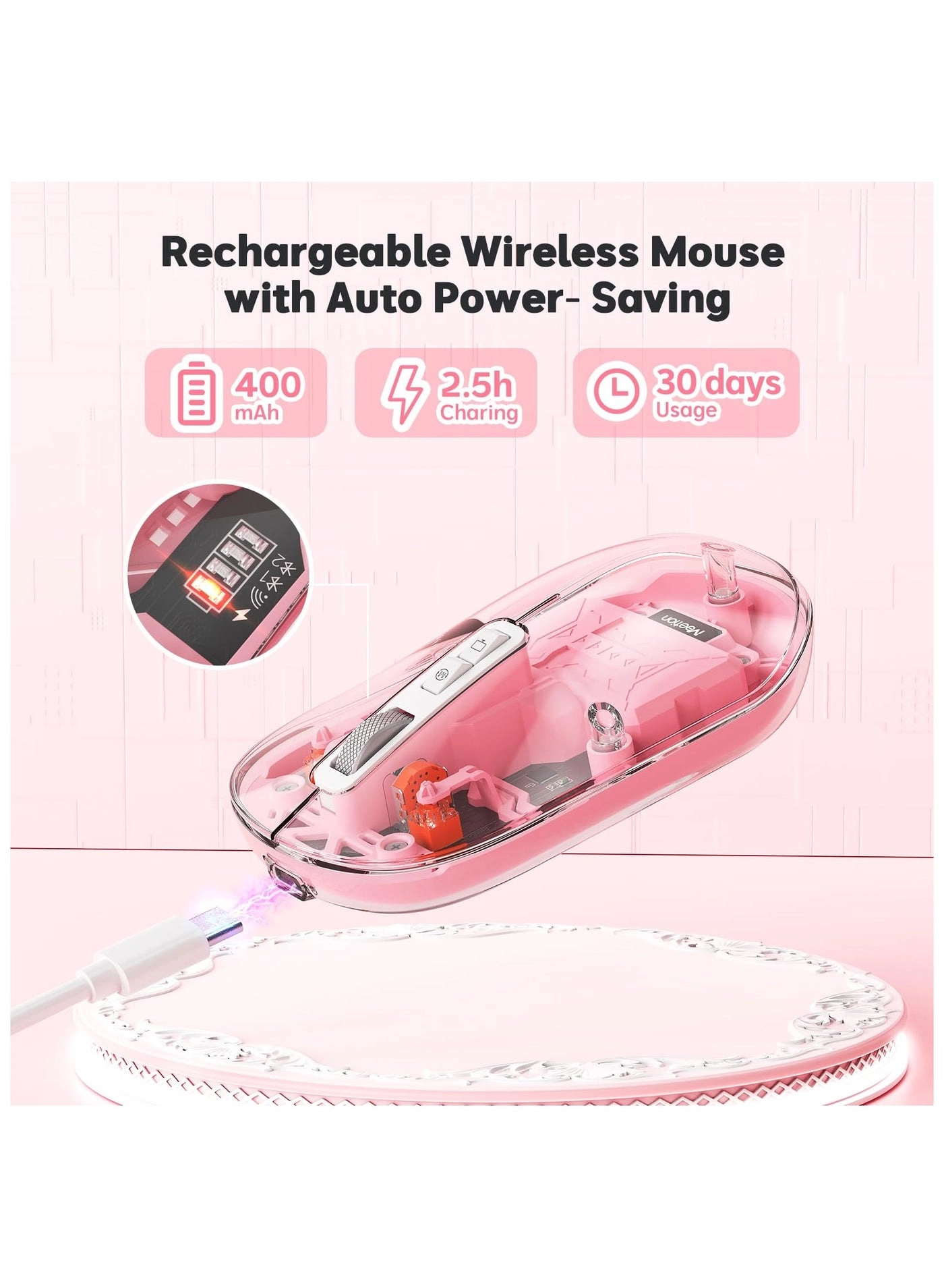 LED Rechargeable Slim Silent Mouse - Wireless