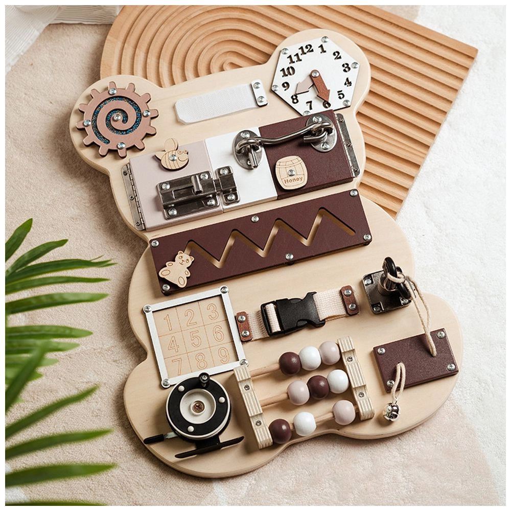 Kids Wooden Activity Busy Board - Suitable for 12 months & above