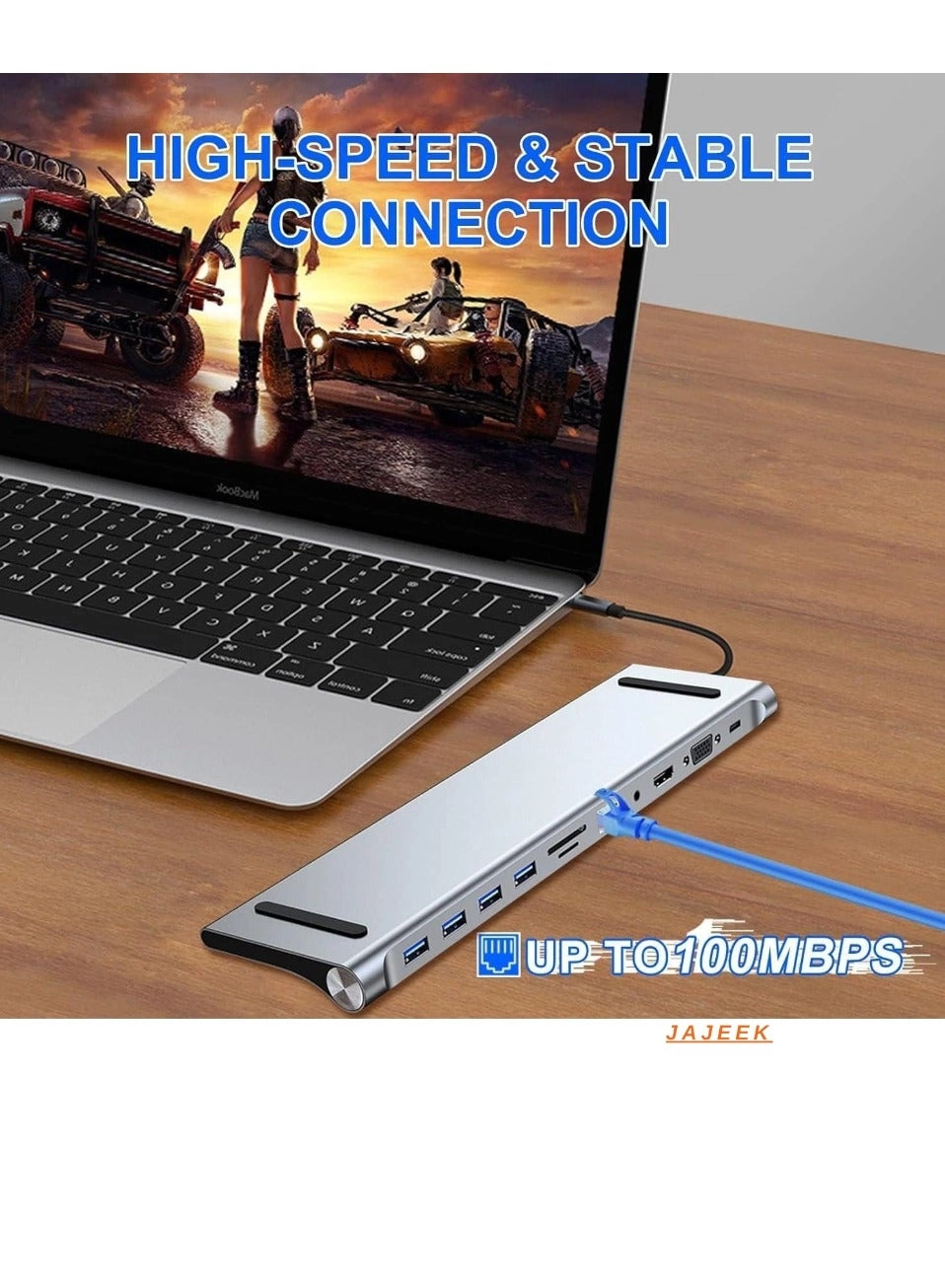 10-in-1 USB C Hub Docking Station - USB C MacBook Pro, Type C Laptops & Devices