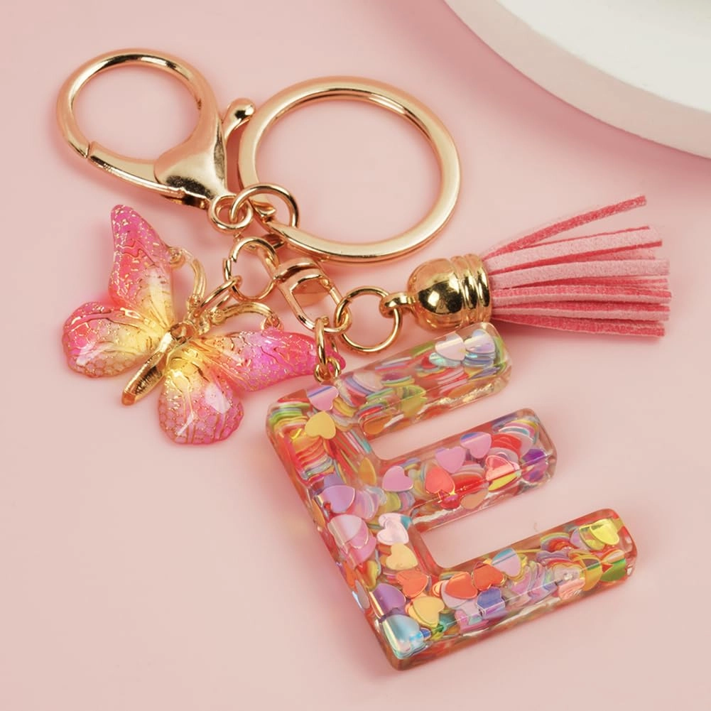 Initial Letter Keychain - Butterfly