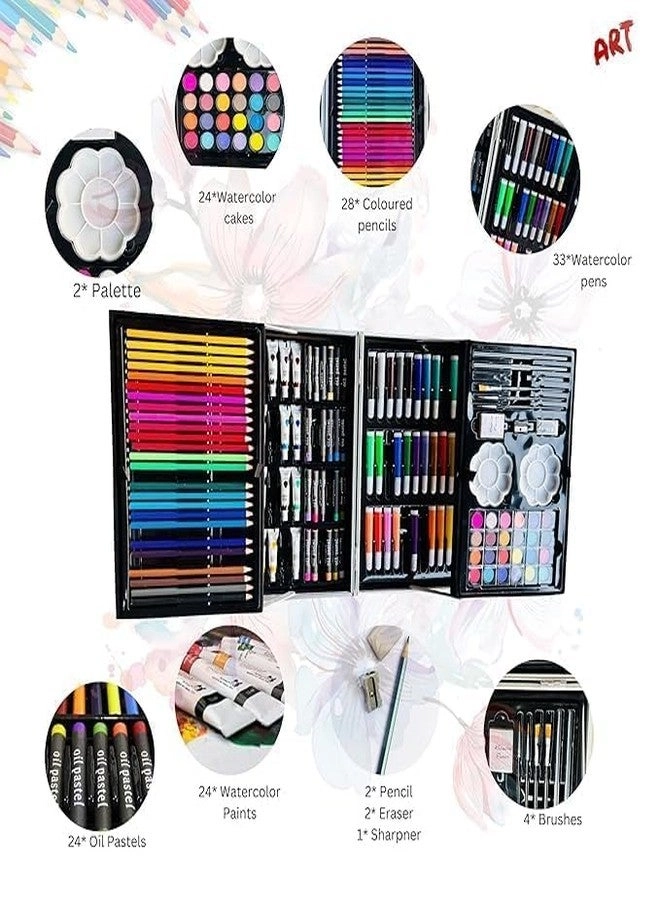 Space Art & Craft Set - 145 Pieces Colour Pencils Oil Pastels Paint Brushes