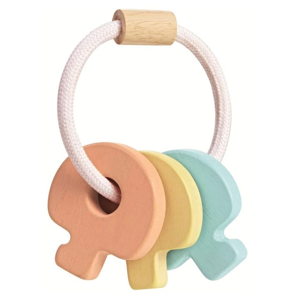 Key Rattle - 3 Months Wooden Pastel Color Collection