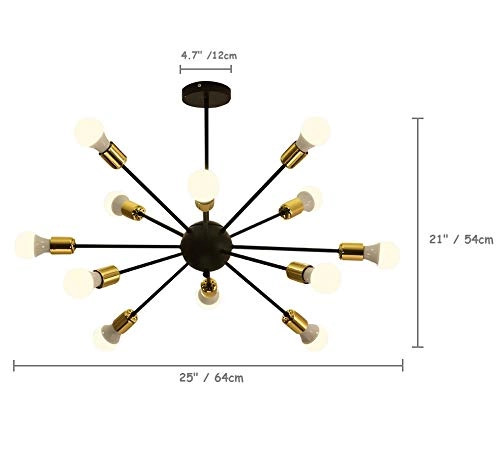 Sputnik Chandelier - 12 Lights Black