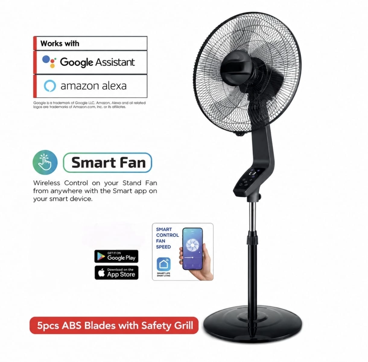 Veltric Pedestal Stand Fan - Smart WiFi 16-Inch Remote Control