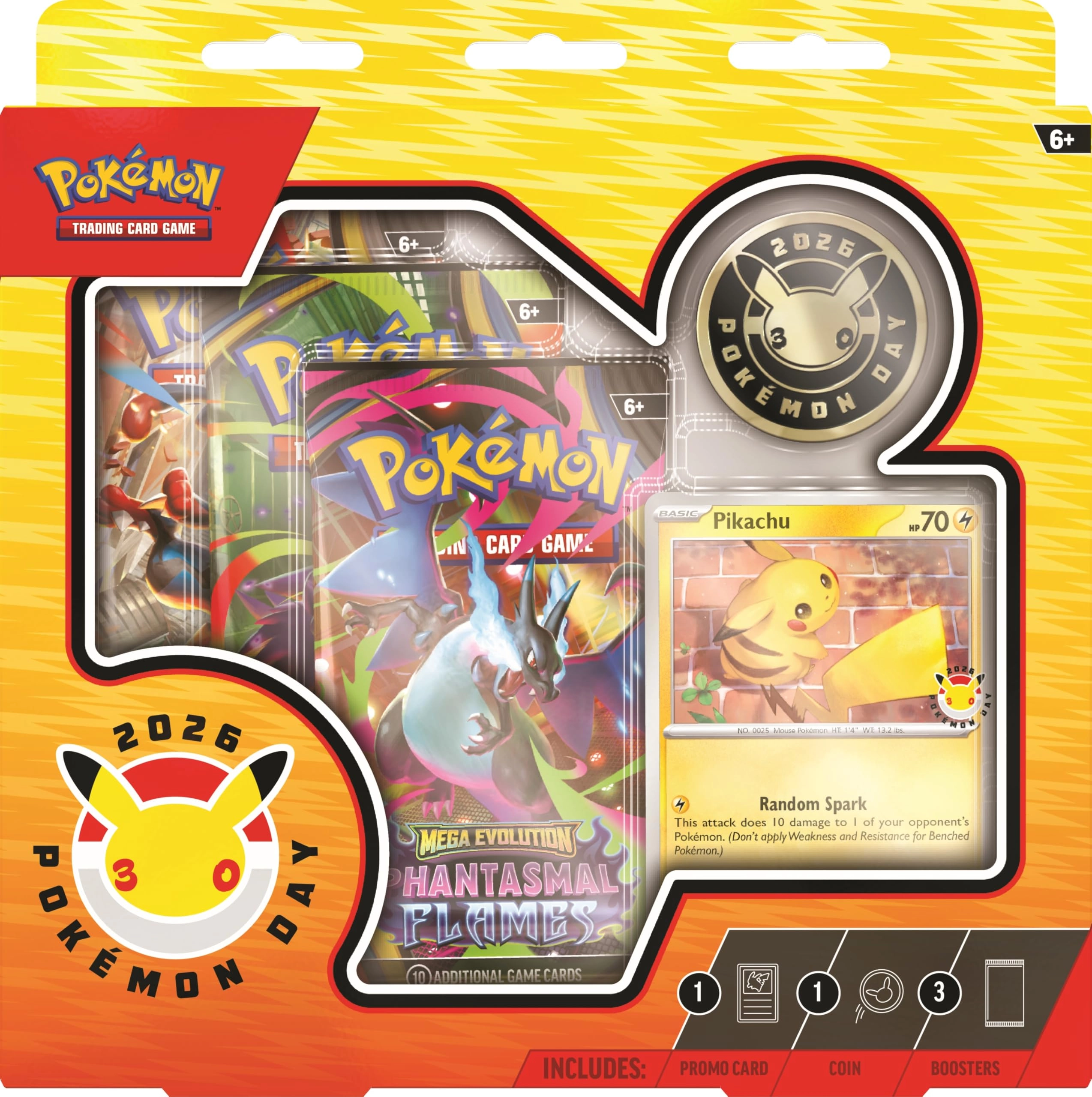 Pokmon Day 2026 Collection - 1 foil promo card 1 coin 3 booster packs