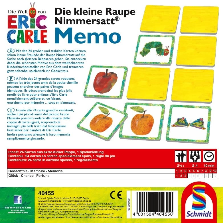 40455 "The Very Hungry Caterpillar" Memory Game - 24 months and up 24 pieces