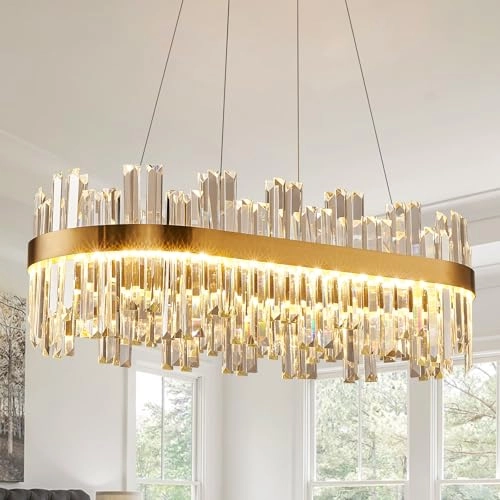 Rectangle LED Crystal Chandelier - 3 Colors Dimmable