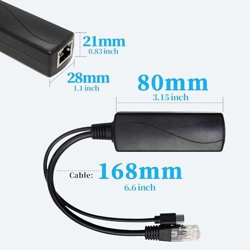 Micro USB Port PoE Splitter - 48V 5V/3A 1 IEEE802.3 af/at 10/100/1000Mbps