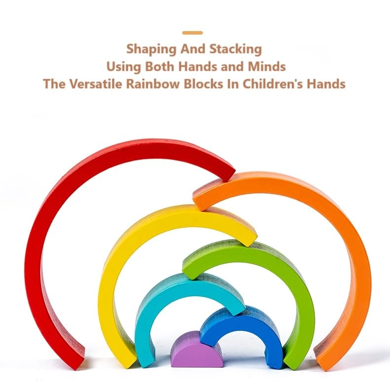 Wooden Rainbow Stacking Sorting Toy - 18 months - 6 years 7 pieces