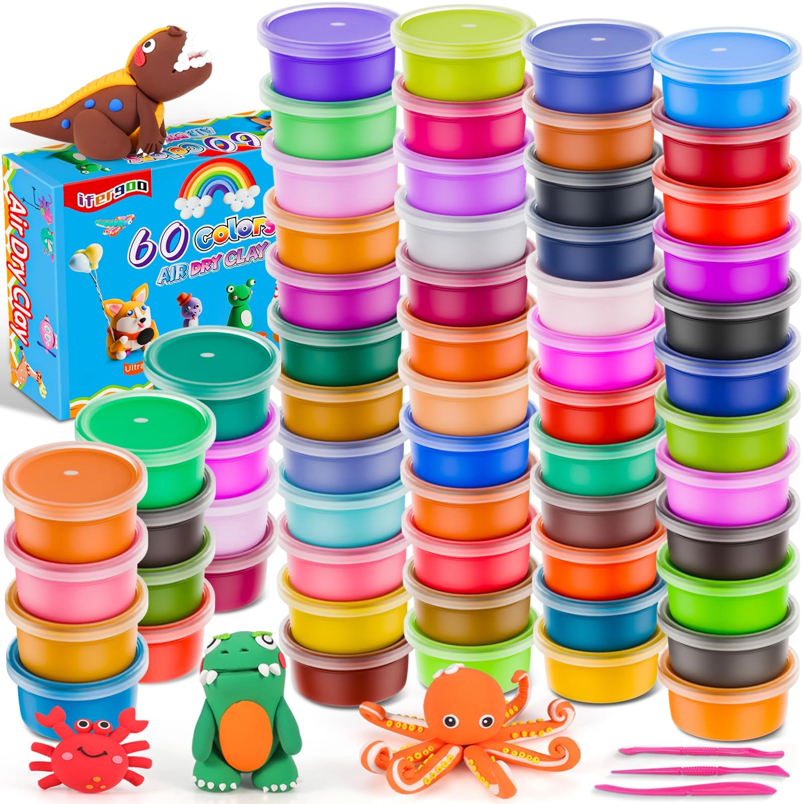 iFergoo Air Dry Clay - 60 Colors 60 pieces
