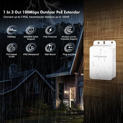 100M - 44-57 Vdc 24W 3 ports IEEE802.3af/at 100Mbps