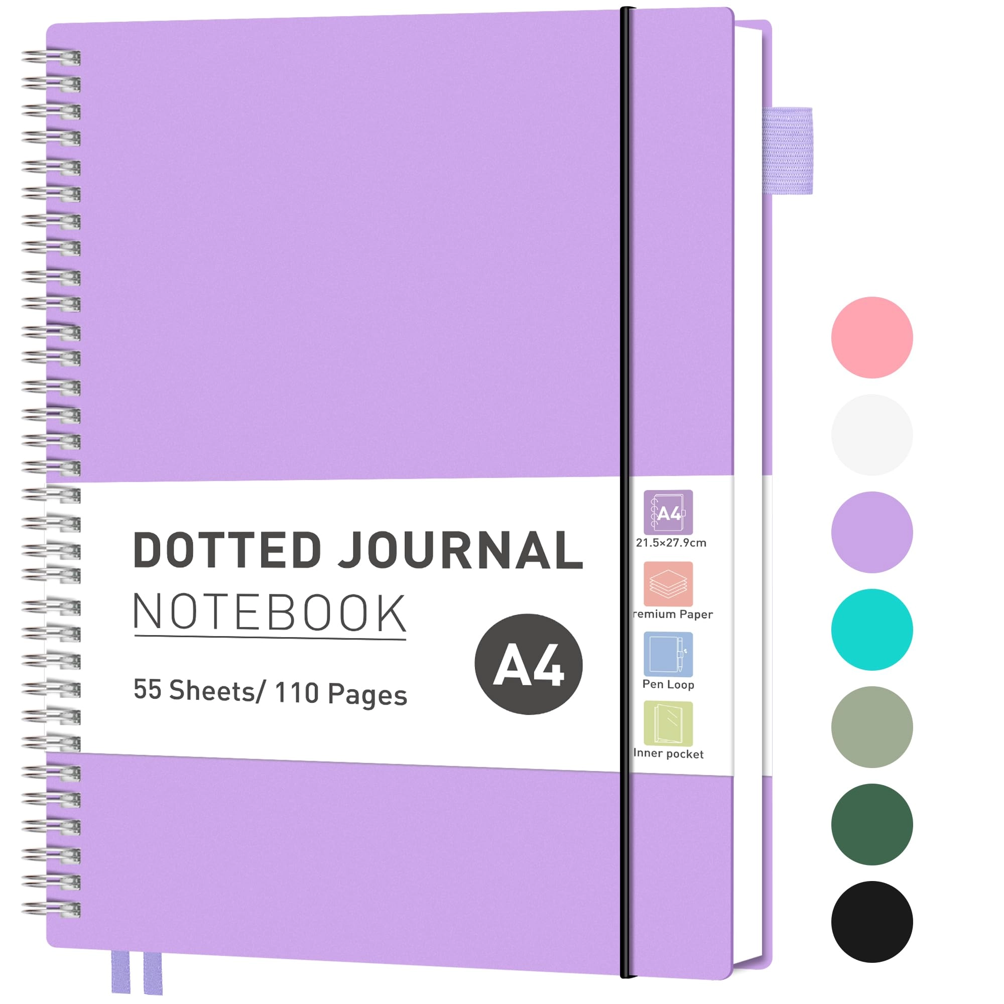 rettacy Bullet Dot Journal A4 Spiral - Dotted 55 Sheets
