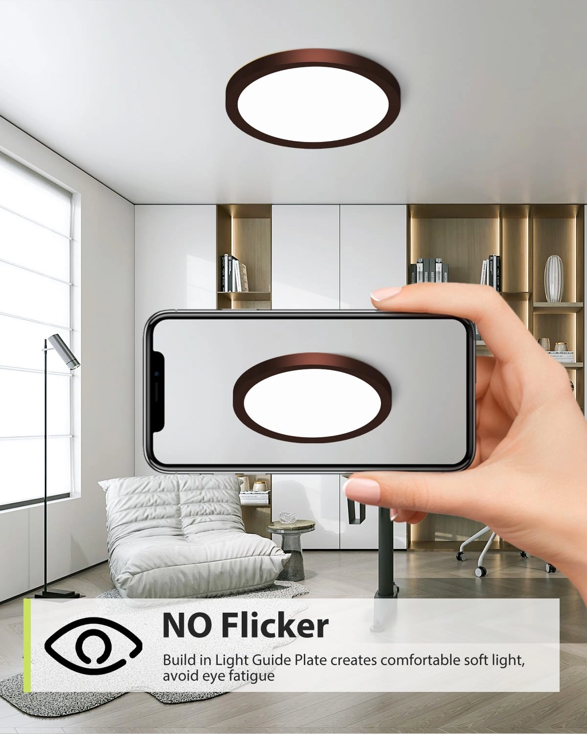 Flush Mount LED Ceiling Light - 3000K 4500K 6000K Dimmable