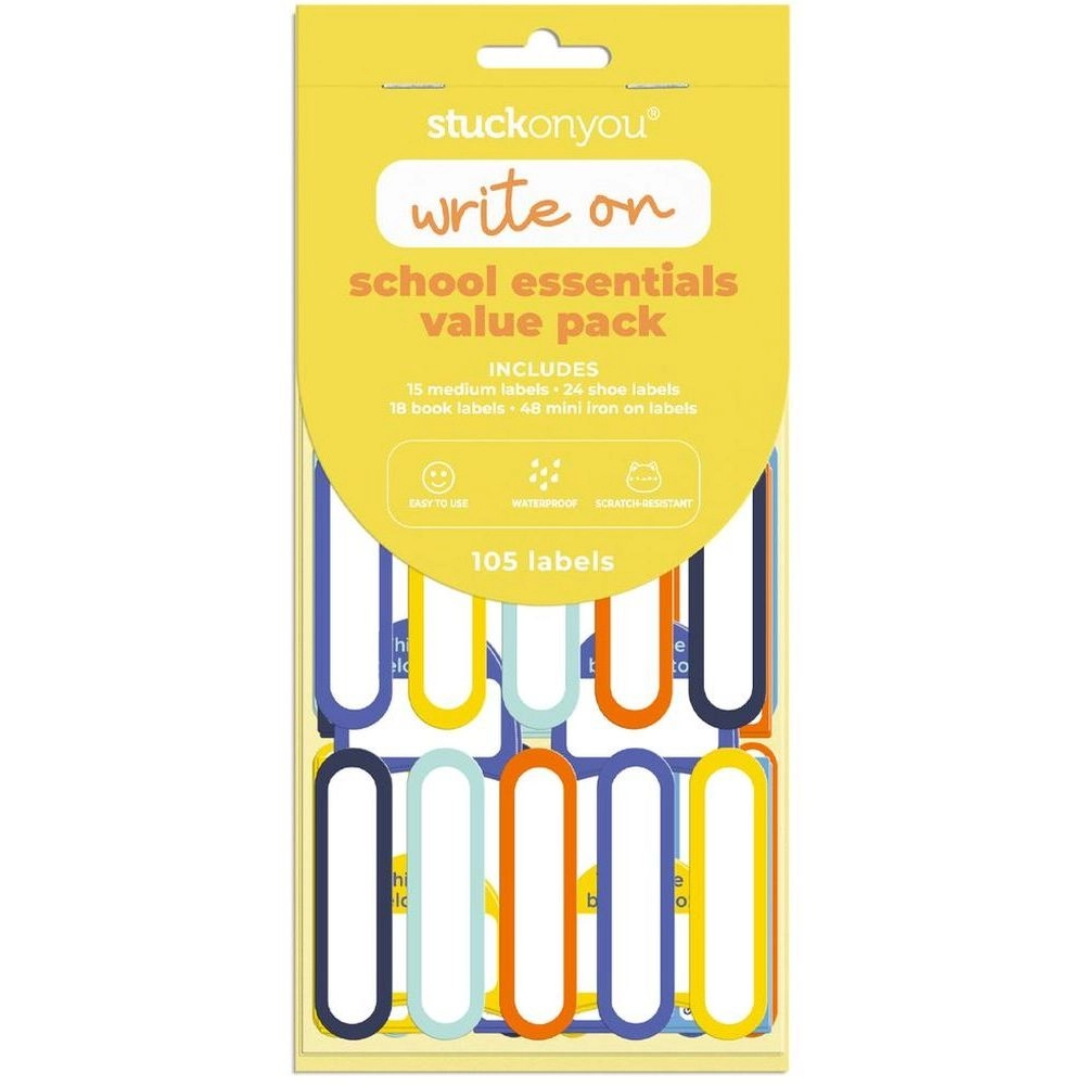 STUCK ON YOU School Write on Labels Essentials Value Pack - 105 Labels