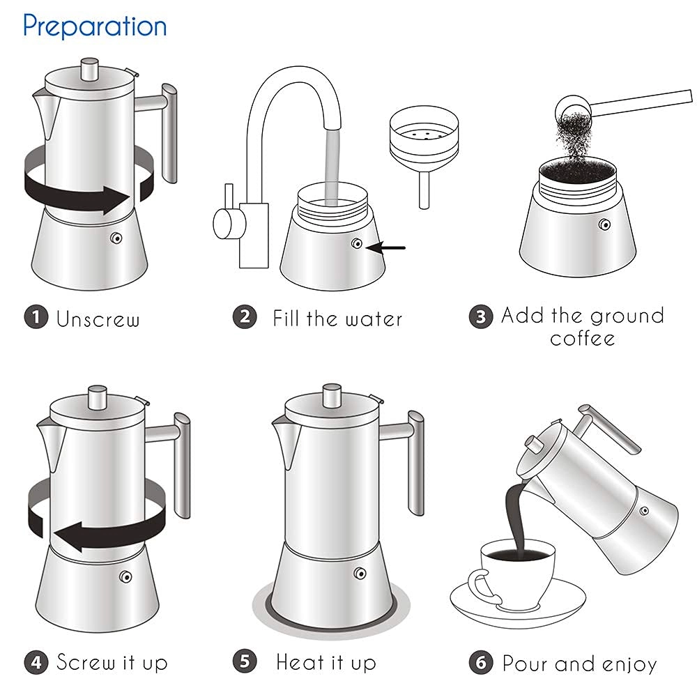 Moka Pot - Stovetop Induction 6Cup