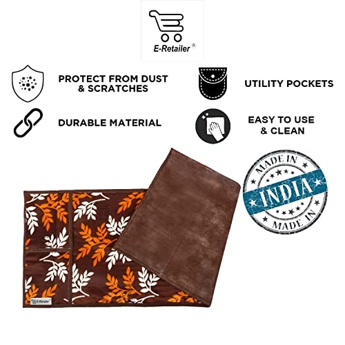 Microwave-Oven Top Cover - Polyester 3-Layered 4 Pockets Maroon