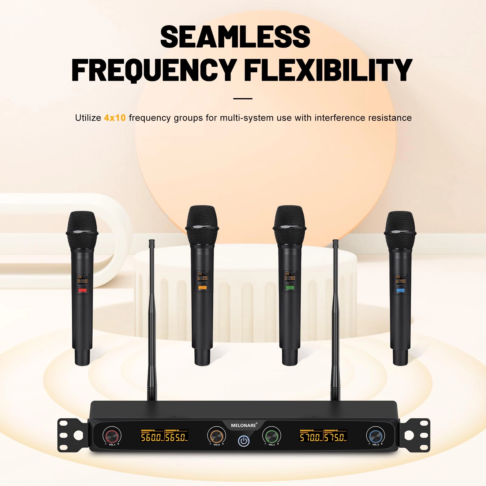 4-Channel Wireless Microphone System - 4 UHF