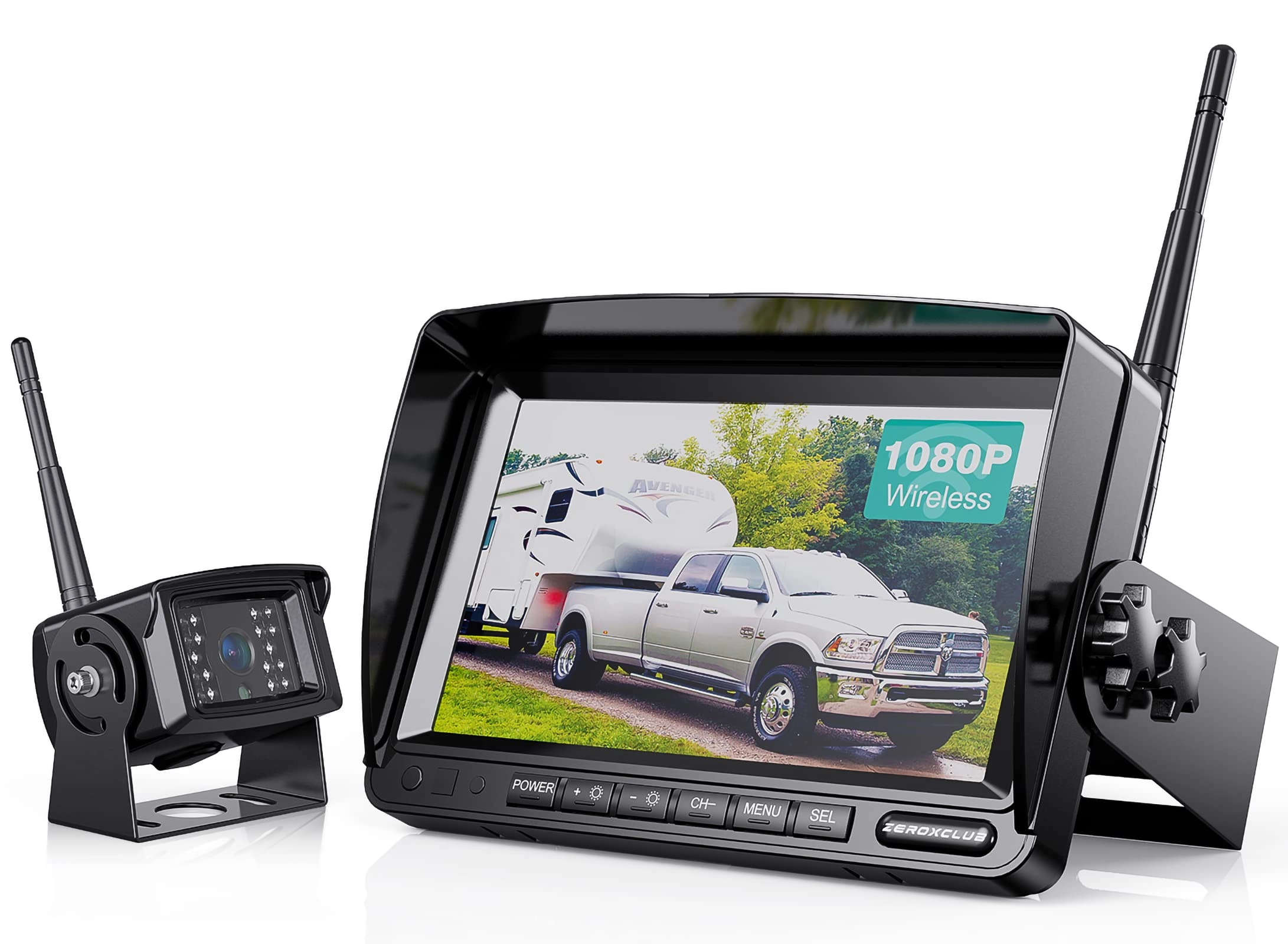 Digital Wireless 2 Backup Camera System - Night vision Wireless + 7’’ DVR Split Monitor - 7 Inches Touch Button