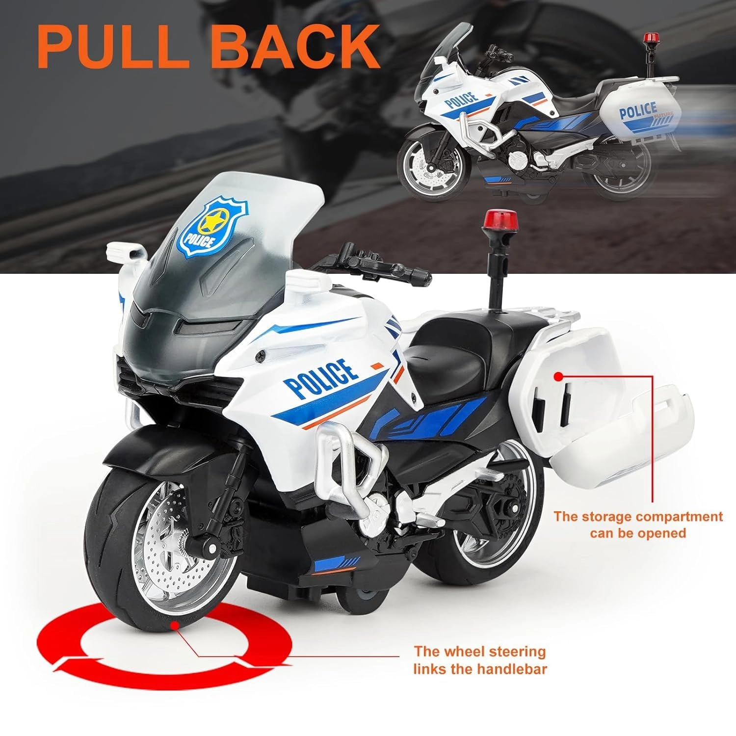 Police Motorcycle Toy - 1pcs