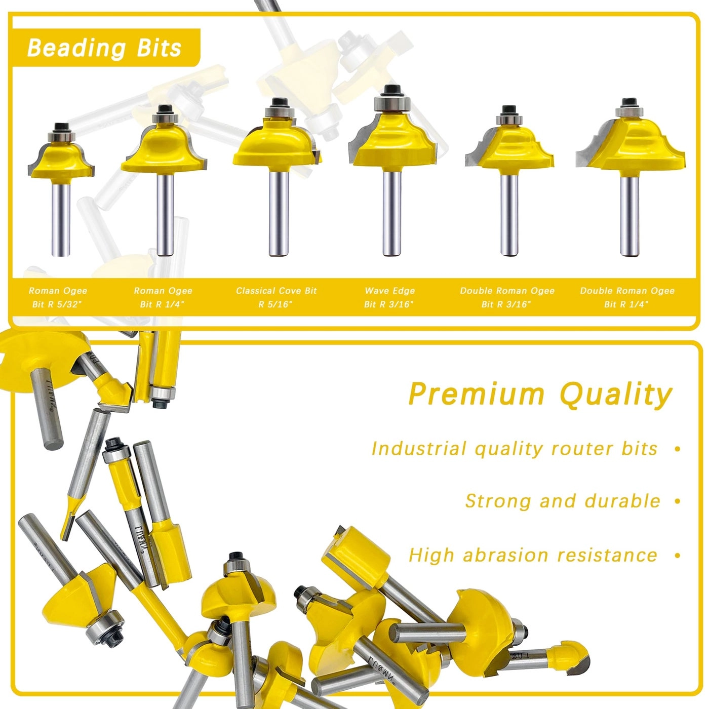 Carbide Tipped Router Bit Set - 1/4" Shank 35 PCS