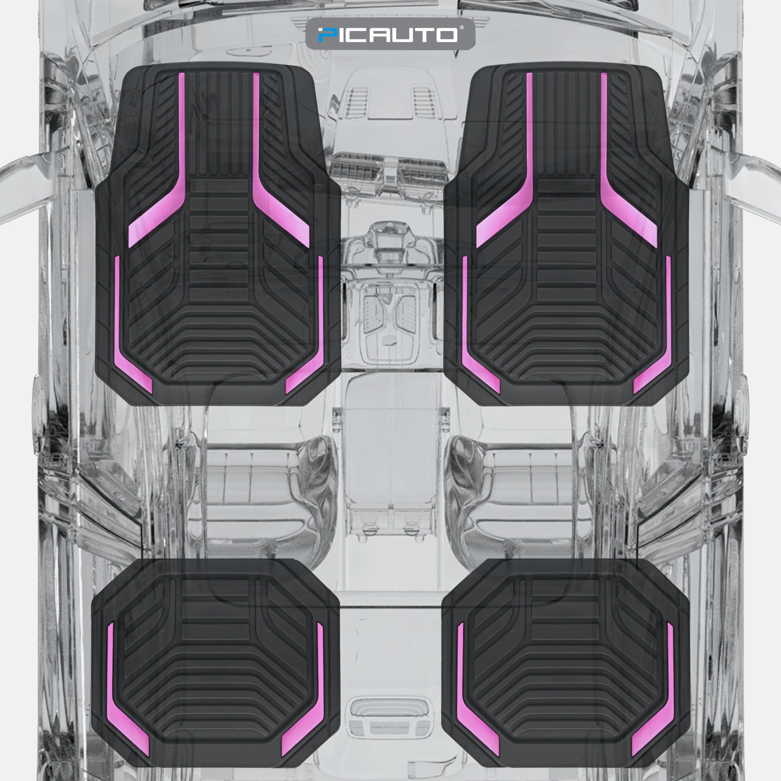 Heavy Duty Rubber Floor Mats - Pink Universal Fit