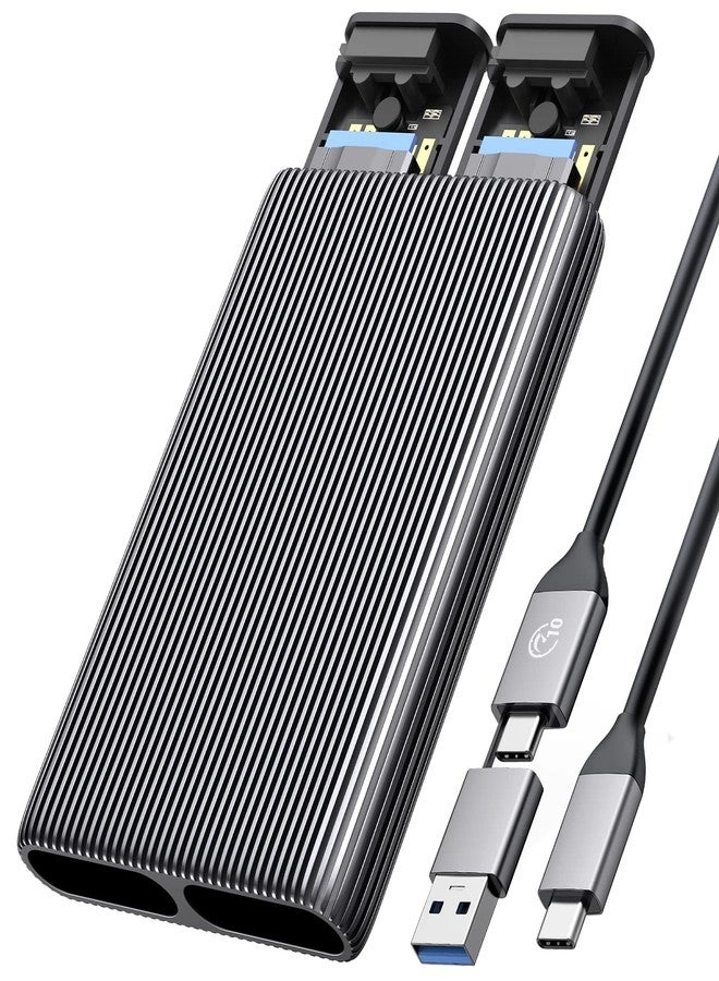 Dual M.2 NVMe with SATA SSD Enclosure - USB C M Key PCIe & B+M Key 2230/2242/2260/2280