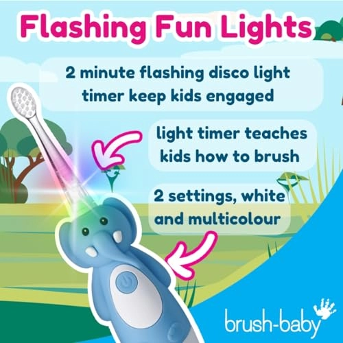 Kids Electric Rechargeable Toothbrush - Elephant 3 Brush Heads USB Charging