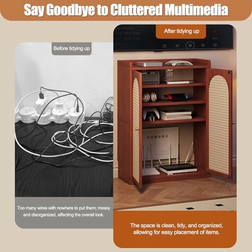 WiFi Router Cabinet - Bamboo 67x59x25cm