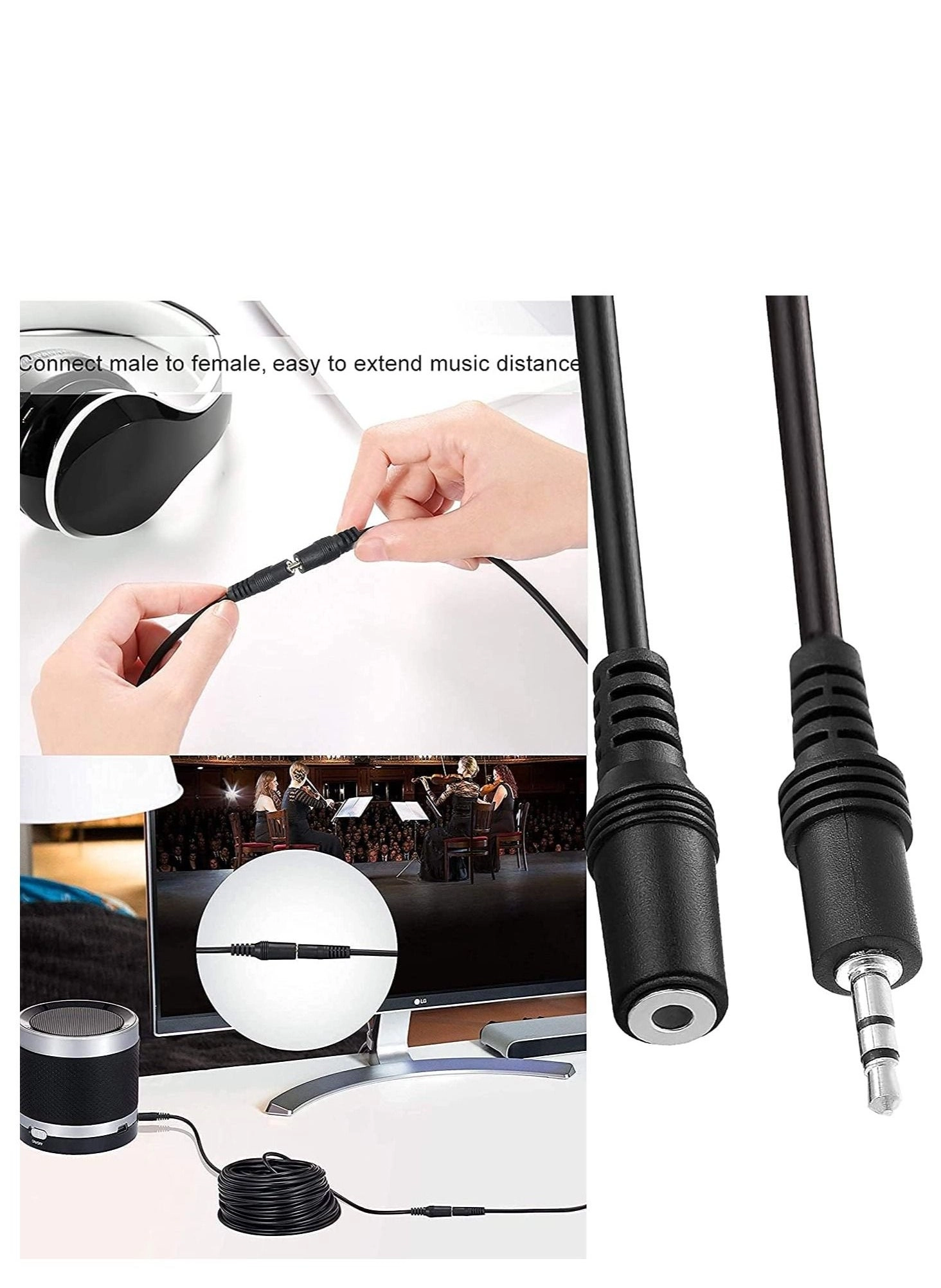 3.5mm Stereo Audio Male to Female Jack Extension Cable - 5 meter