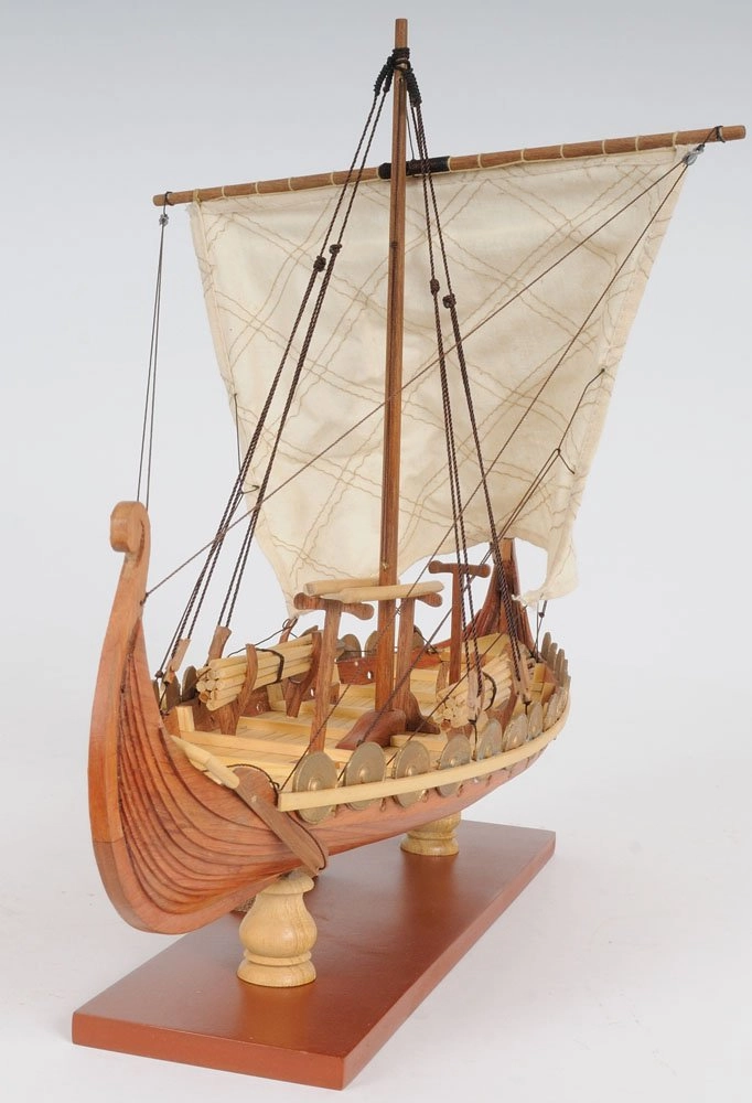 Drakkar Viking Small Boat Model - Fully Assembled Museum Quality 15.0L x 9.0W x 12.5H Inches