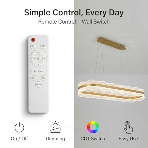 LED Ring Chandelier Oval - 3000K/4500K/6000K Stepless Dimming